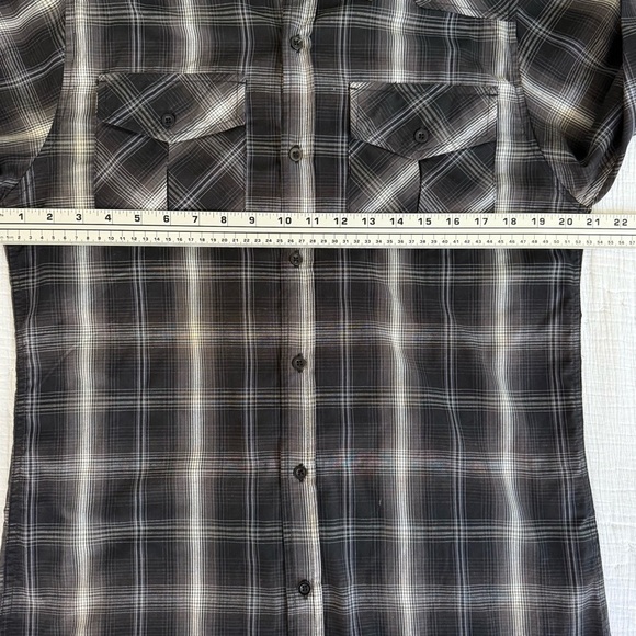 Burnside Men’s Plaid Button-Down Shirt Long Sleeve Western Black Gray - Picture 7 of 10